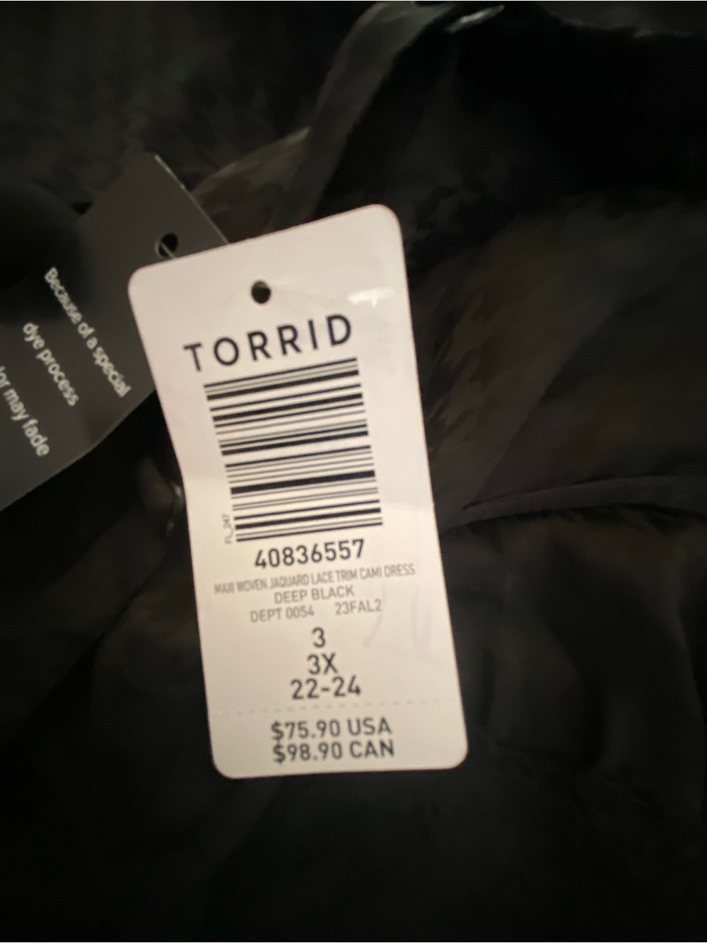 Torrid Black Jacquard Lace Trim Maxi Cami Dress NWT 3X - Picture 10 of 14